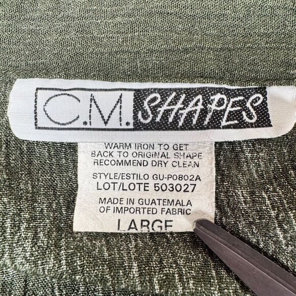 CM Shapes Blouse Womens Large Green Patchwork Rayon Crinkle Boho Artsy - Picture 5 of 11